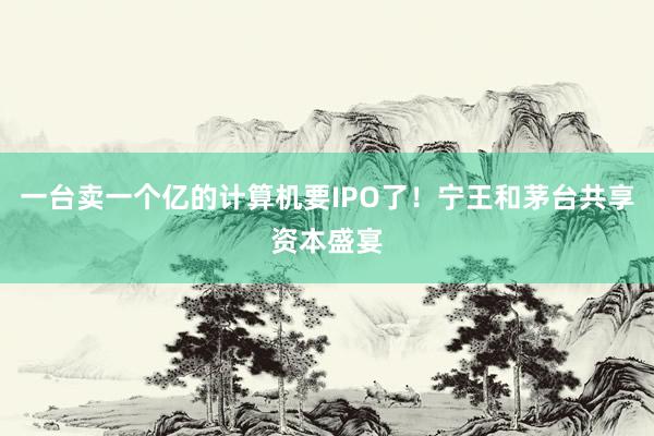一台卖一个亿的计算机要IPO了！宁王和茅台共享资本盛宴
